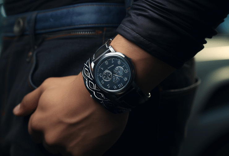 A Stylish Man's Guide to Wearing A Watch With Bracelets watch and leather bracelet on man's wrist