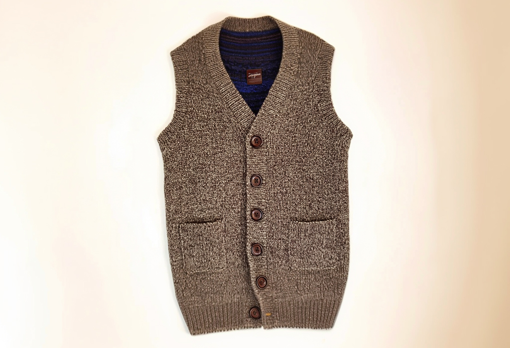 brown shetland wool sweater vest cardigan