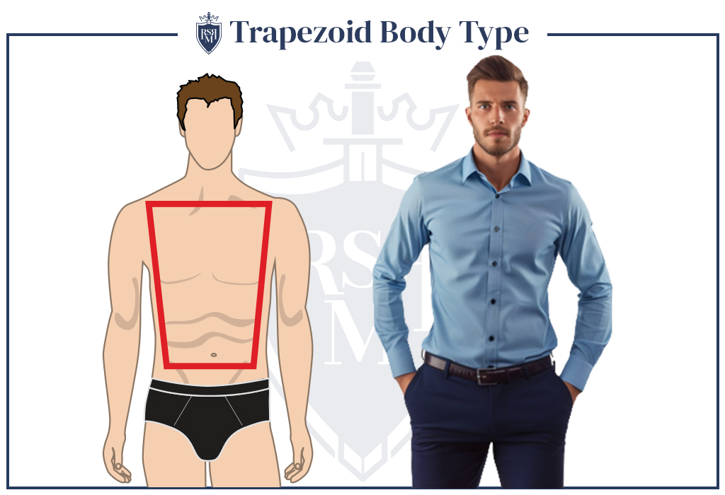 infographic trapezoid male body type